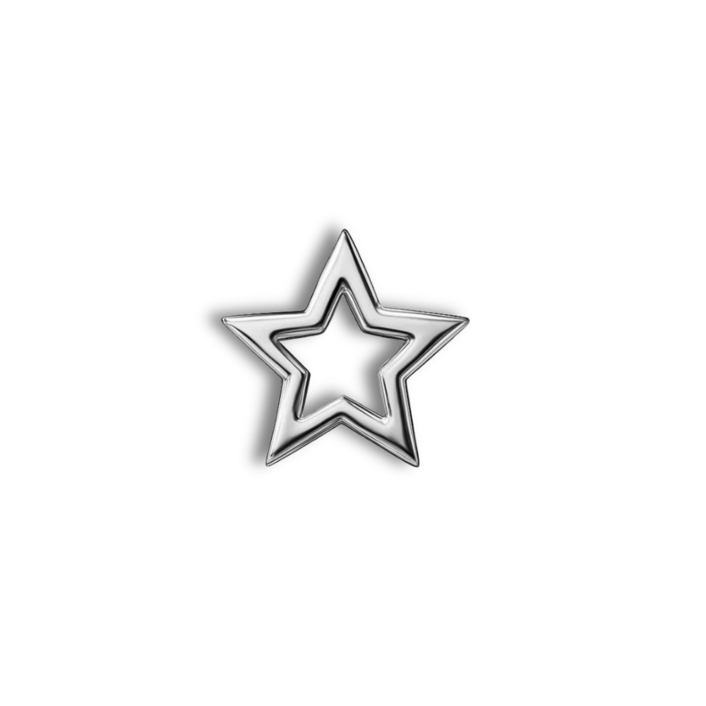 Étoile creuse en or 18 carats - Pierre précieuse en forme de dent