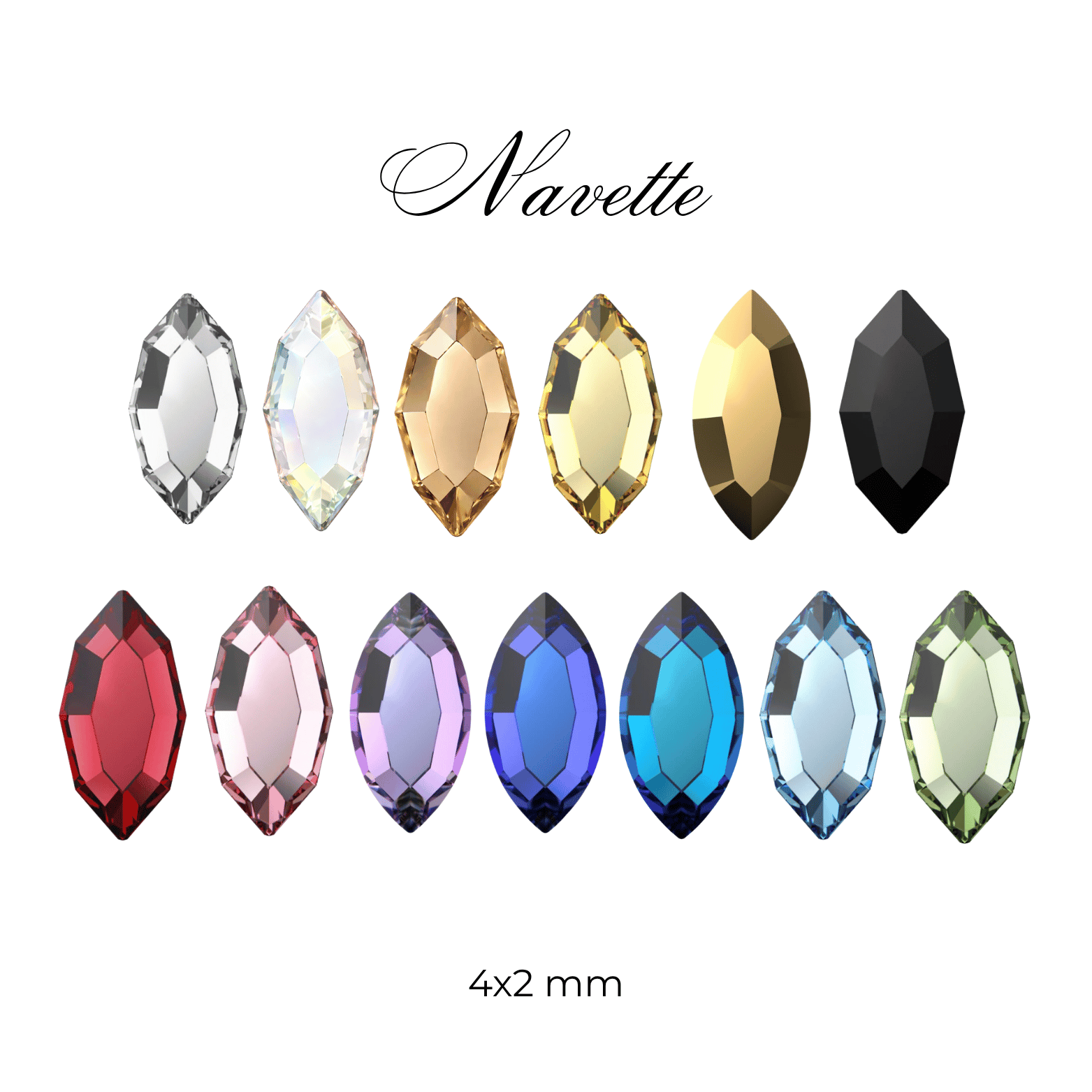 Navette Tooth Gem - Swarovski & Preciosa