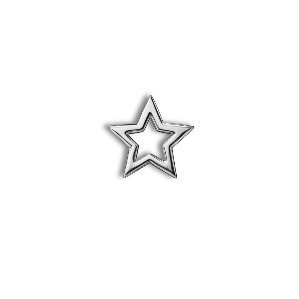 Étoile creuse en or 18 carats - Pierre précieuse en forme de dent