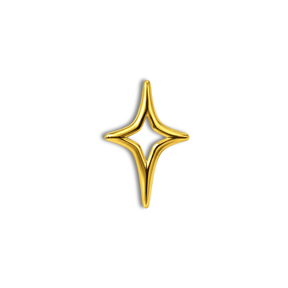 18K Goldzahn-Charm – Hohlfunkelstern