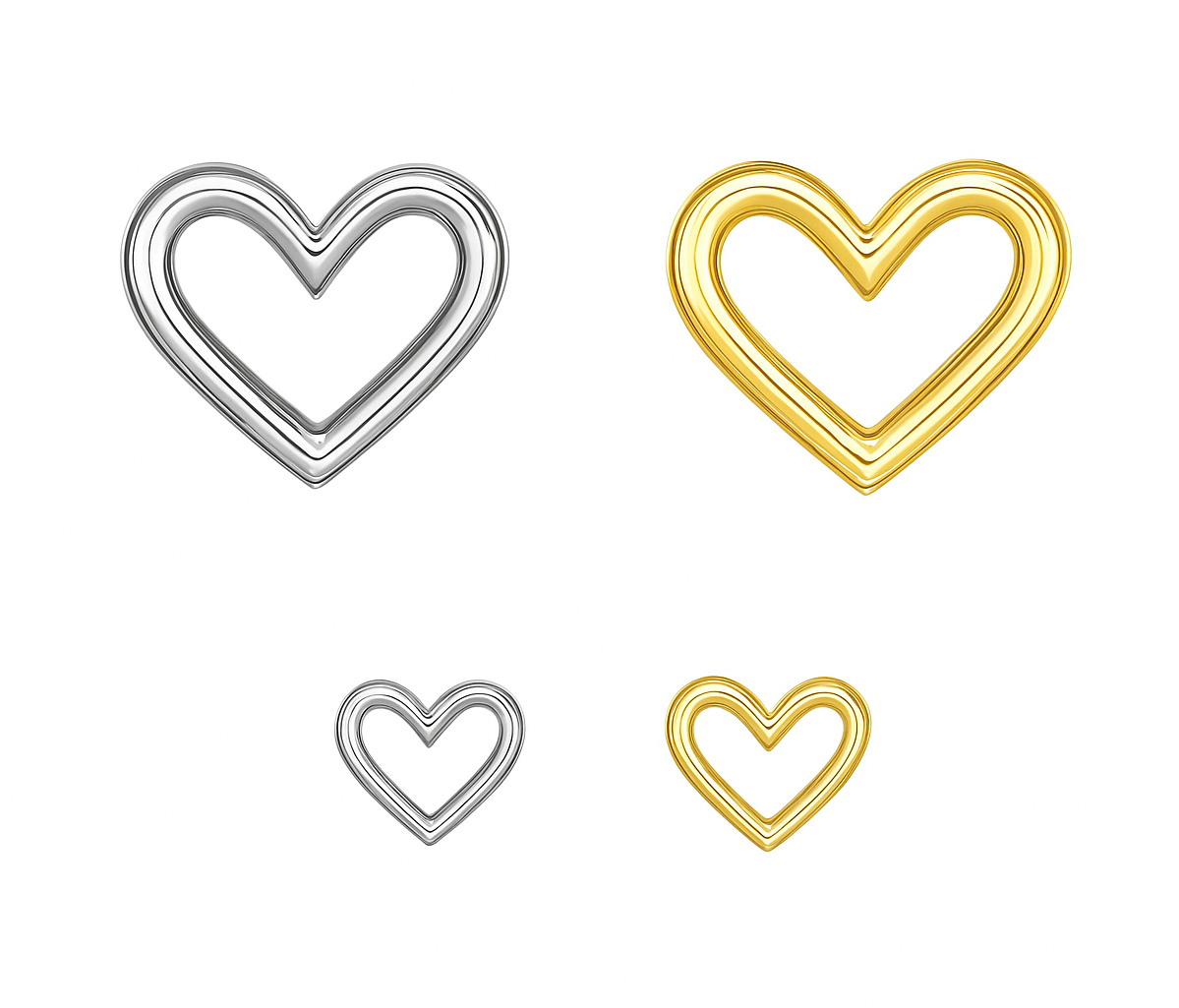 Hollow Heart Tooth Gem - 18K Gold