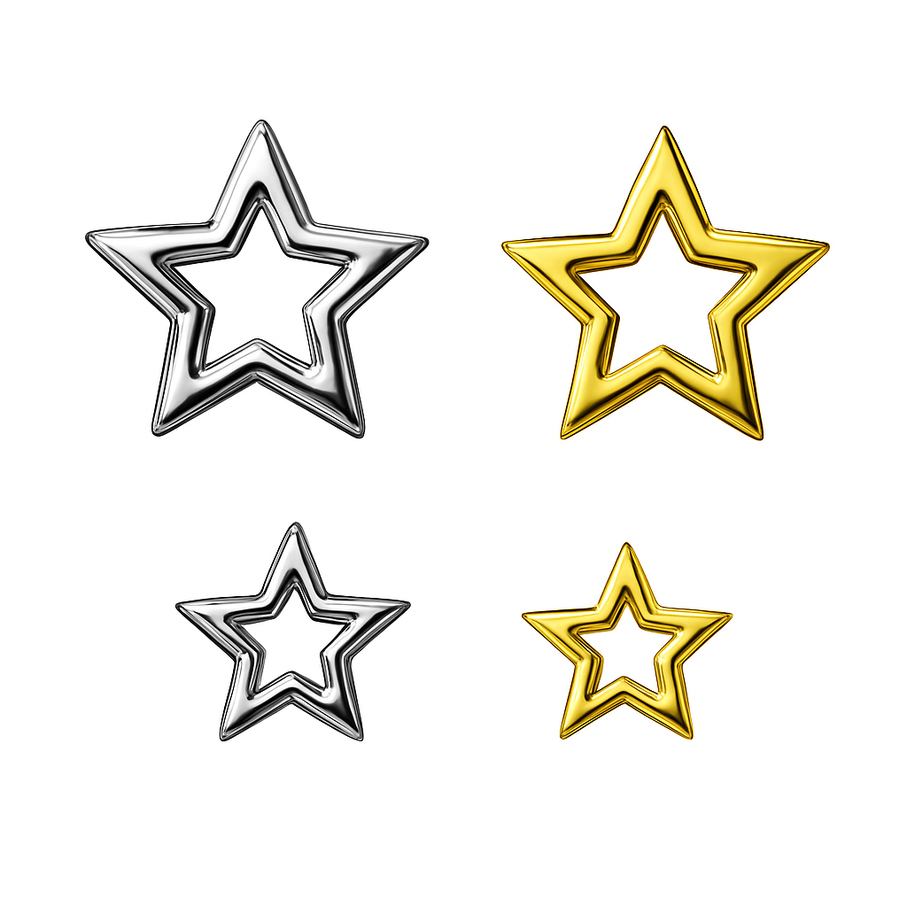 Hollow Star Tooth Gem - 18K Gold